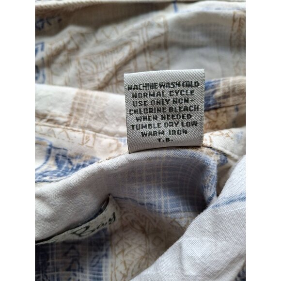Batik Bay Button Up Shirt XLT Short Sleeve Beige Abstract Beach Tropical Rayon - Picture 5 of 7